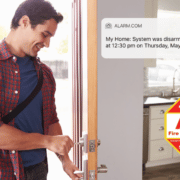 Man using the Alarm Com App Security System