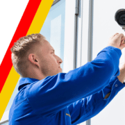 technician installing a video surveillance - budget security systems